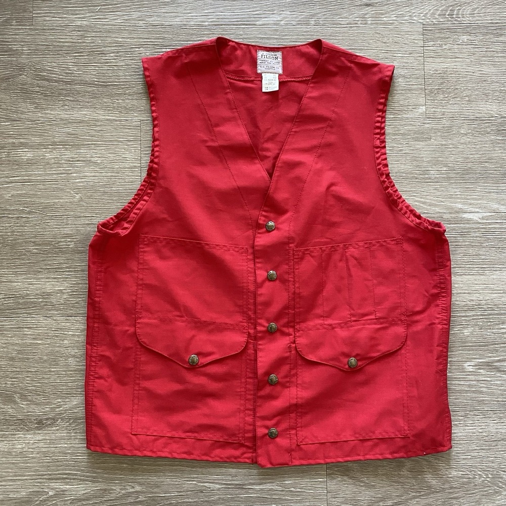 Vintage 1960s Filson Cotton Blend Hunting Vest Size 40 Red Rare Heritage Outdoor
